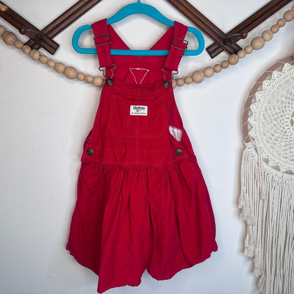 Oshkosh Red Corduroy Overall Jumper Dress